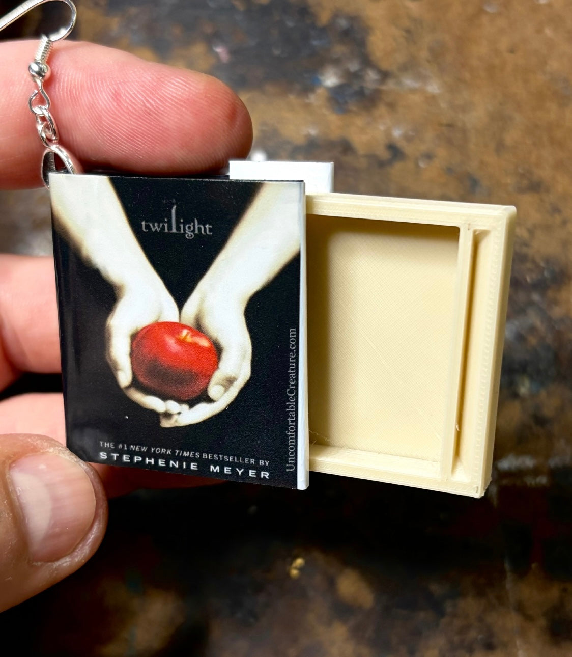 "Twilight" — Handmade Miniature Book Earrings with Secret Compartment
