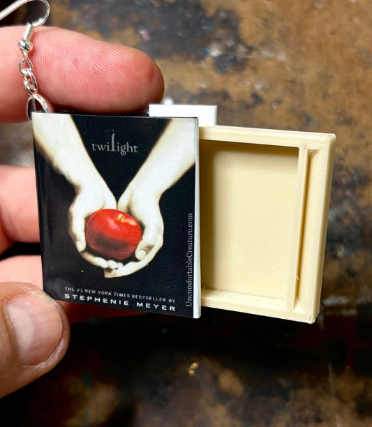 "Twilight" — Handmade Miniature Book Earrings with Secret Compartment