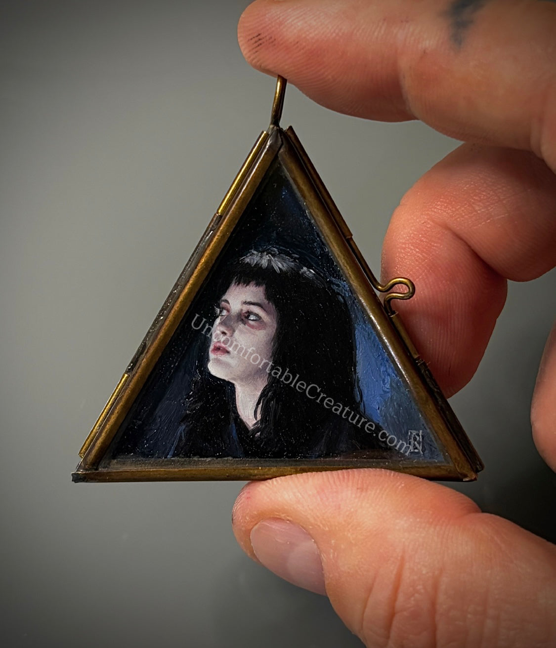 Lydia Deetz “Strange and Unusual” Oil Painting Glass Pendant