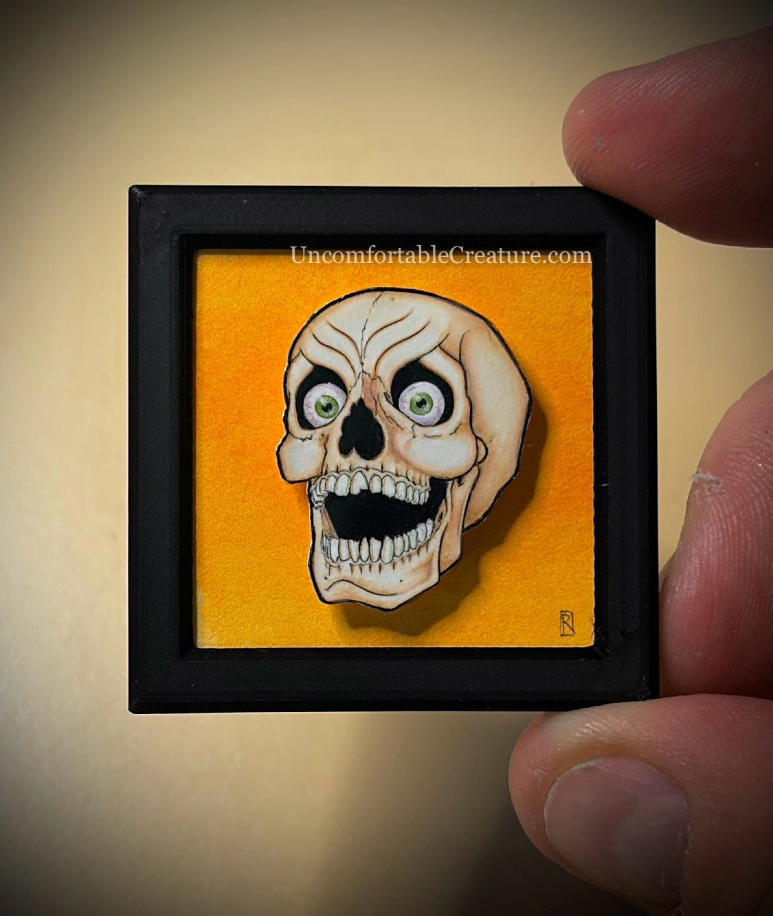 Beistle 1988 Nite-Glo Skull — Miniature 3D Painting
