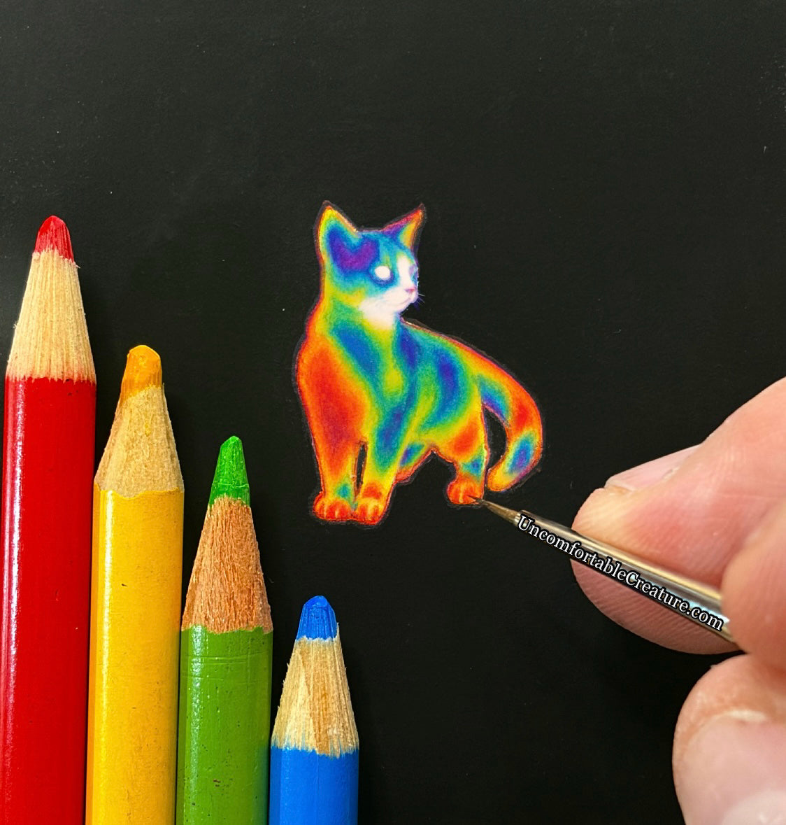 Hot Pockets — Thermal Cat Miniature Watercolor Painting