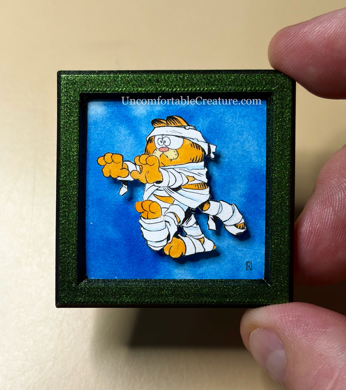 Garfield the Mummy — Halloween Pop-Out Watercolor Painting