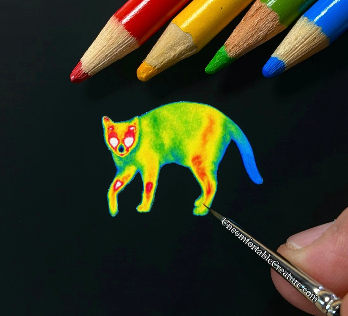 Trolley — Thermal Cat Miniature Watercolor Painting