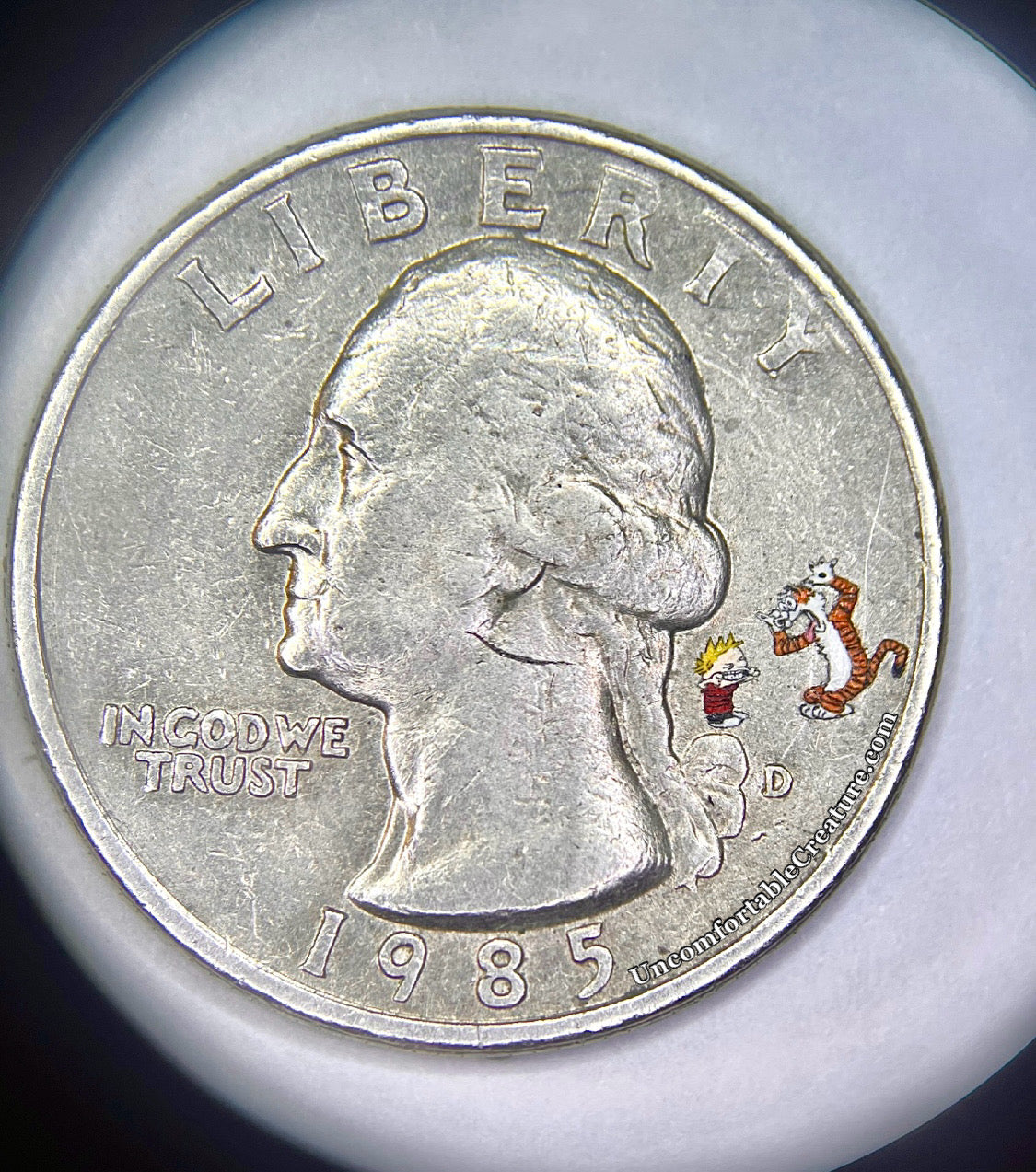 "One Last Day" – Calvin & Hobbes Miniature Oil on Coin