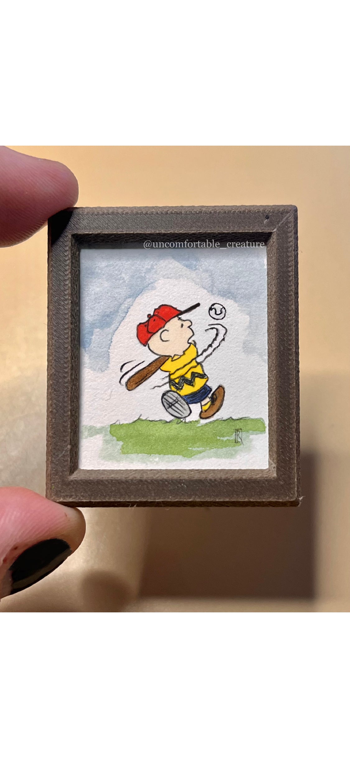 Good Grief, Strike Three — Original Mini Watercolor