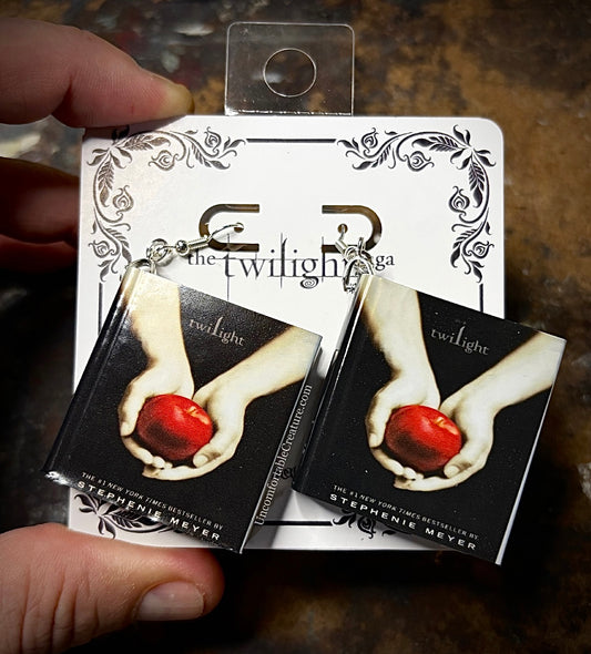 "Twilight" — Handmade Miniature Book Earrings with Secret Compartment