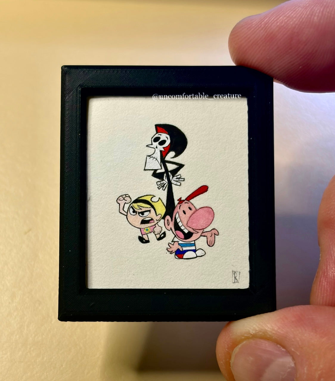"Billy, Mandy & Grim" — Original Miniature Watercolor Painting