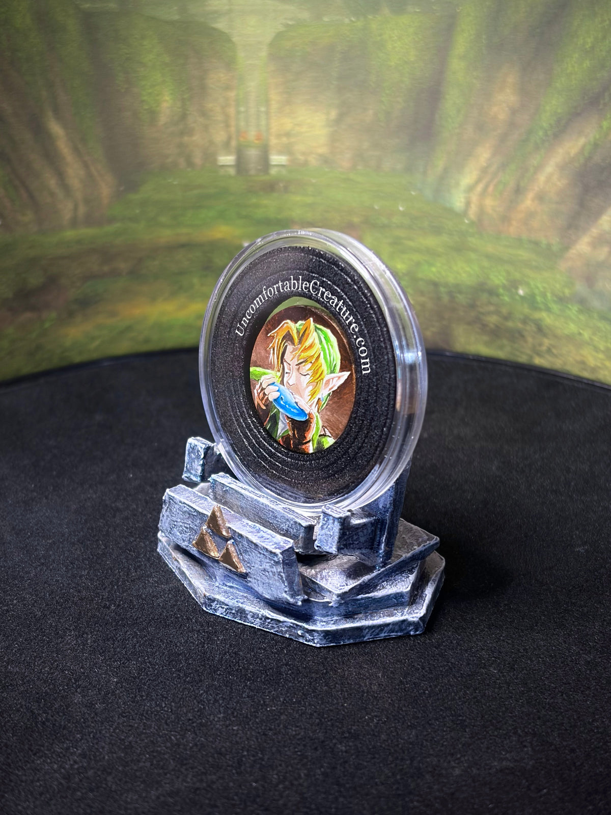 Link on a 5 Rupee Coin — Ocarina of Time Original Oil Painting