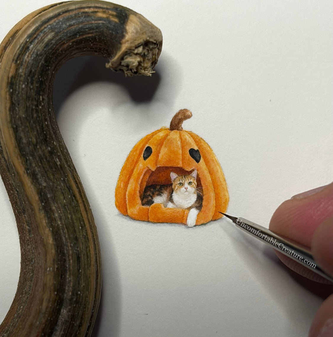 Clementine Emberwhisker – Original Miniature Watercolor Painting