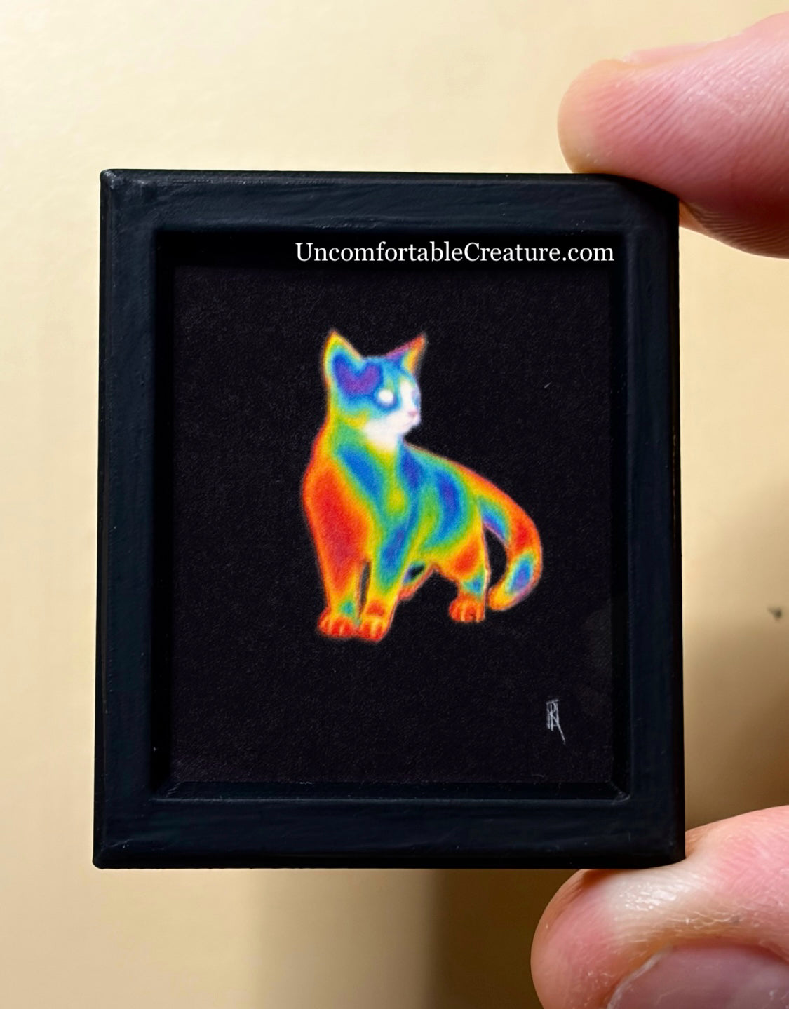 Hot Pockets — Thermal Cat Miniature Fine Art Print in Thermochromic Frame