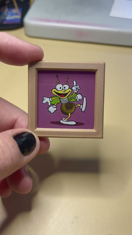 Louie the Lightning Bug — 24K Gold Leaf Reverse Glass Painting (80s Electrical Safety Mascot)